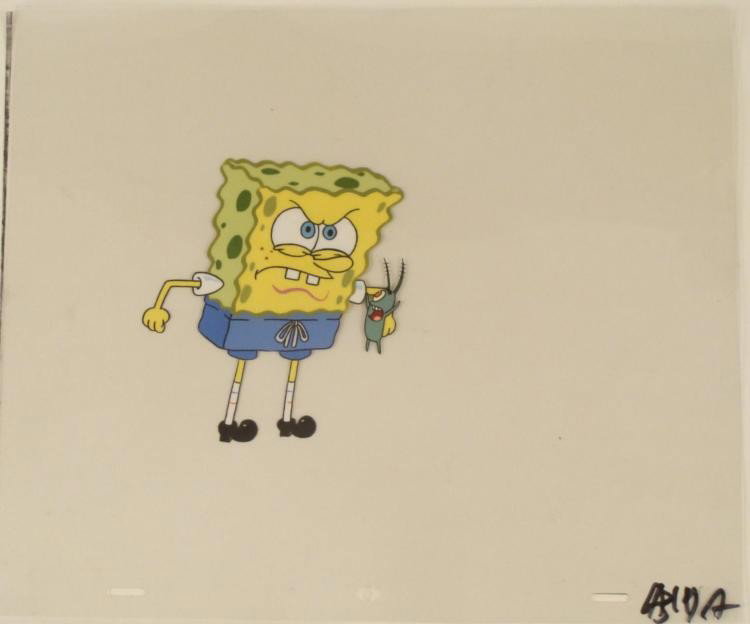 Cel Animation I Give Up Spongebob Art Original: This original animation cel is from the Nickelodeon TV show SpongeBob Squarepants. The story takes place under the deep blue sea in Bikini Bottom, where SpongeBob resides. Sp