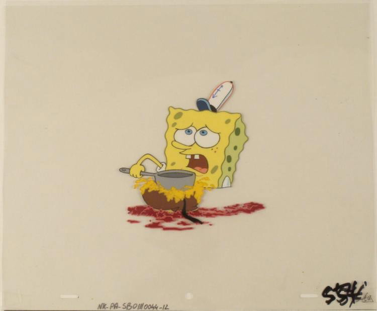Cel Remind Me Again Original Production Spongebob Art: This original animation cel is from the Nickelodeon TV show SpongeBob Squarepants. The story takes place under the deep blue sea in Bikini Bottom, where SpongeBob resides. Sp