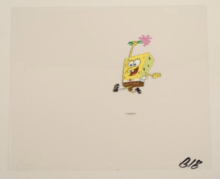 Jumping Bean Original SpongeBob Cel Animation Art: This original animation cel is from the Nickelodeon TV show SpongeBob Squarepants. The story takes place under the deep blue sea in Bikini Bottom, where SpongeBob resides. Sp