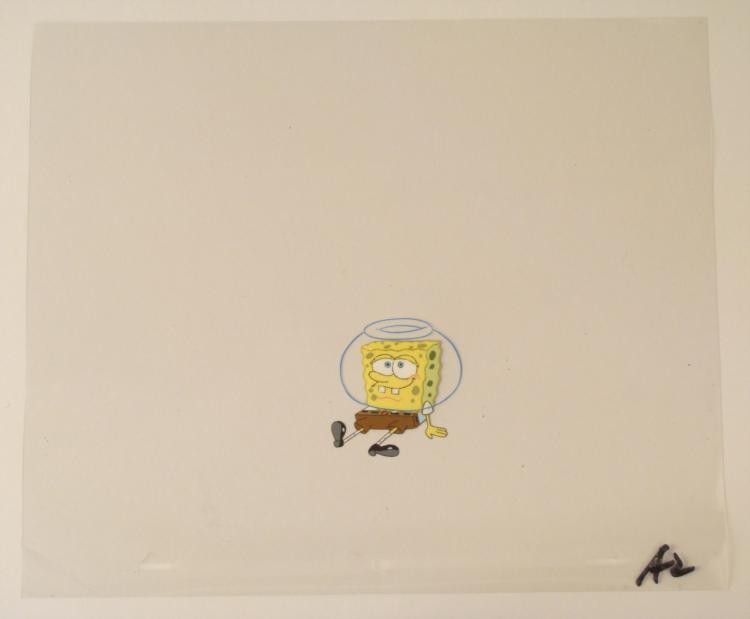Wearing A Bowl Original Animation Art Cel SpongeBob: This original animation cel is from the Nickelodeon TV show SpongeBob Squarepants. The story takes place under the deep blue sea in Bikini Bottom, where SpongeBob resides. Sp