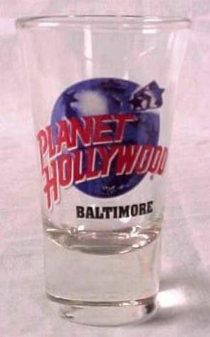 Planet Hollywood BALTIMORE Shot Glass Case of 144 MIB: This is a case of 144 shot glasses from Planet Hollywood BALTIMORE. They are in mint condition, and come in the original box. These shots are now rare, because the location is no longer open. Each 3 1