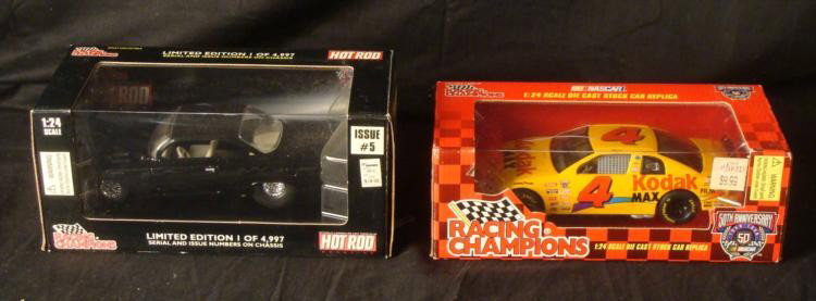 MIB 2 Racing Champions Cars 1:24 Scale Die Cast Nascar: LOT 2 Racing Champions cars 1:24 Scale Die Cast Nascar * (1) Racing Champions Nascar 50th Anniversary [4] Kodak (1) Racing Champions Hot Rod The cars are in thier original boxes There are so