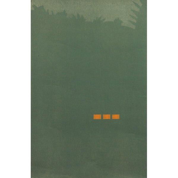 Alex Katz Signed Ltd Ed Original Woodcut Art Print Camp: This original woodcut by Alex Katz portrays a green setting, and glowing orange windows. Artist: Alex Katz Signature: In pencil Title: "Camp" Edition: Of 60 Medium: Woodcut Size: 60 x 40 inches Year: