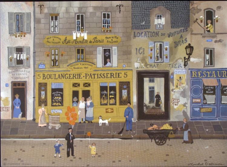 Michel Delacroix Original Art Print Moulin de Paris: Here is an original Delacroix print showing a Parisian street scene full of color and character. * * Artist: Michel DelacroixSignature: In the plateTitle: Moulin de ParisEdition: Open; plates destroye