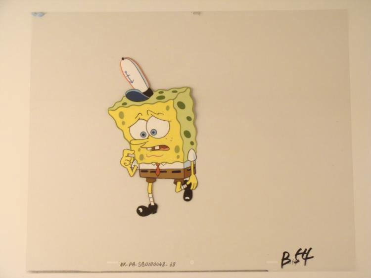 Contemplating SpongeBob Original Animation Art Cel Is: This original animation cel is from the Nickelodeon TV show SpongeBob Squarepants. The story takes place under the deep blue sea in Bikini Bottom, where SpongeBob resides. Sp