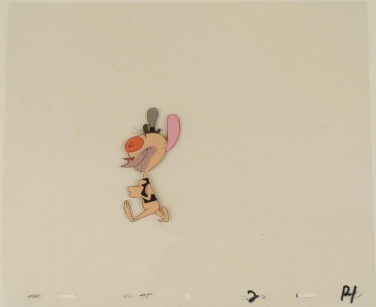 Stroll Original Animation Ren And Stimpy Cel Art Take: This is an original production animation cel from the Nickelodeon TV show Ren & Stimpy. The show follows two characters - Ren, a crazy Chihuahua - and - Stimpy, an incredibly stupid