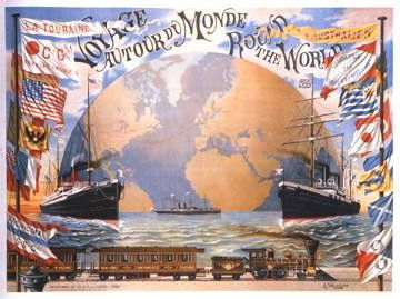 Schindeler : Voyage Around the World, 1890 Art Print: Artist: Schindeler * Title: Voyage Around the World, 1890 * Image Size: x inches. * Paper Size: 39 x 53 inches.