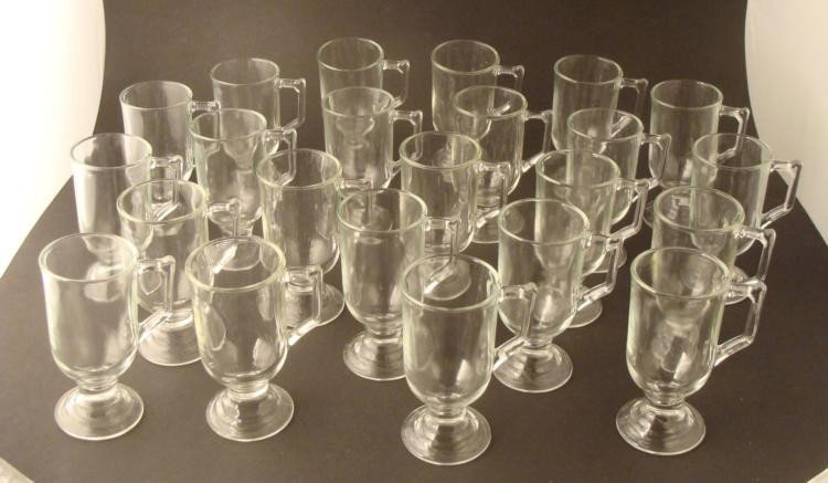 Handled Glass Mug Set 24 Coffee Cups 5 1/2": Handled Glass Mug Set 24 Coffee Cups 5 1/2" Tall * Measures at 5 1/2" tallExcellent Condition24 cups *