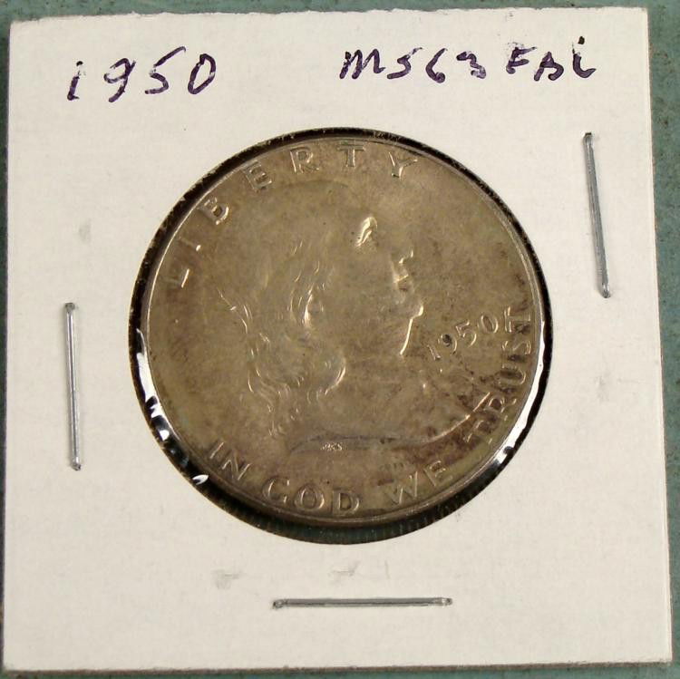 1950 High Grade Franklin Silver Half Dollar FBL: 1950 Franklin Silver Half Dollar * Condition: High GradeDetails: Full Bell Lines