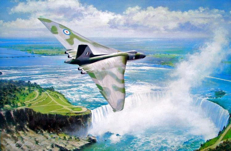 Aviation Art Lone Ranger John Young L/E Vulcan: First designed in 1945 the Avro Vulcan First took to the air in 1952. This new and radical design incorporated many new advances devised during WWII, enabling the Vulcan to reach higher speeds and alt