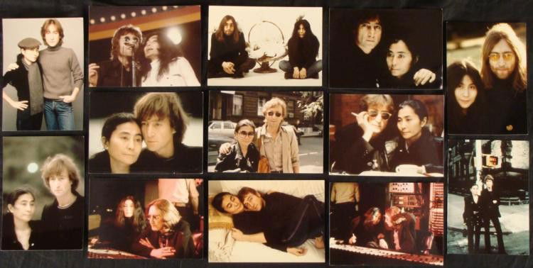 13 John Lennon & Yoko Ono 5x7 Photos 2nd Generation: This is a collection of 13 different 5 x 7 glossy photographs of John Lennon and Yoko Ono. There are both early and later shots of the two, from candid outdoor shots, a concert, and in the recording s