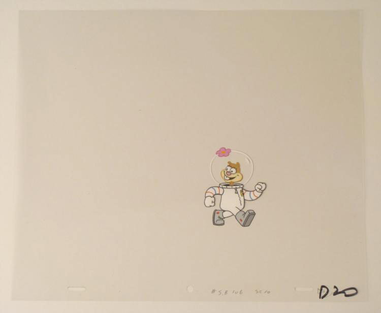 SpongeBob Original Animation Art Squirrel Walk Cel: This original animation cel is from the Nickelodeon TV show SpongeBob Squarepants. The story takes place under the deep blue sea in Bikini Bottom, where SpongeBob resides. Sp