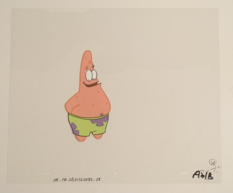 Patrick Doing Original SpongeBob Animation Art Cel: This original animation cel is from the Nickelodeon TV show SpongeBob Squarepants. The story takes place under the deep blue sea in Bikini Bottom, where SpongeBob resides. Sp