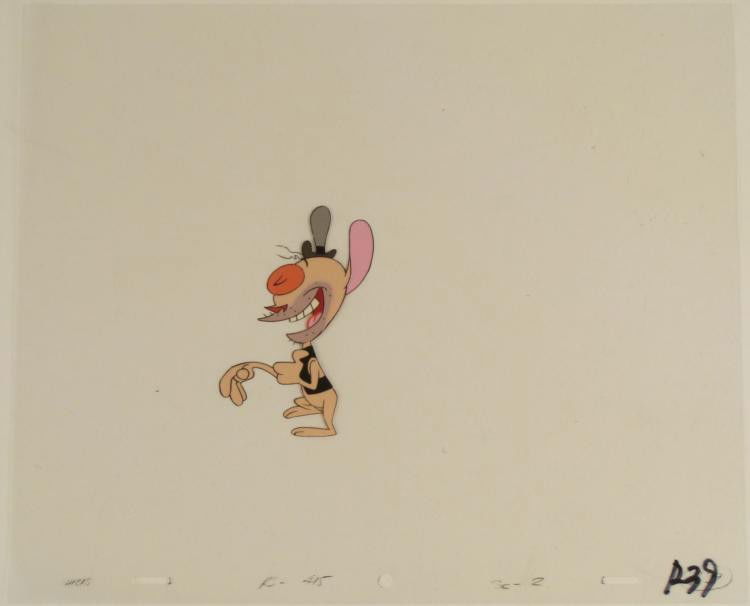 Hobo Original Animation Ren And Stimpy Walk Away Cel: This is an original production animation cel from the Nickelodeon TV show Ren & Stimpy. The show follows two characters - Ren, a crazy Chihuahua - and - Stimpy, an incredibly stupid