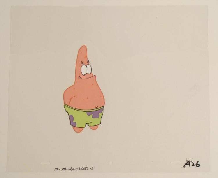 Weird Original Patrick Animation Art SpongeBob Pants: This original animation cel is from the Nickelodeon TV show SpongeBob Squarepants. The story takes place under the deep blue sea in Bikini Bottom, where SpongeBob resides. Sp