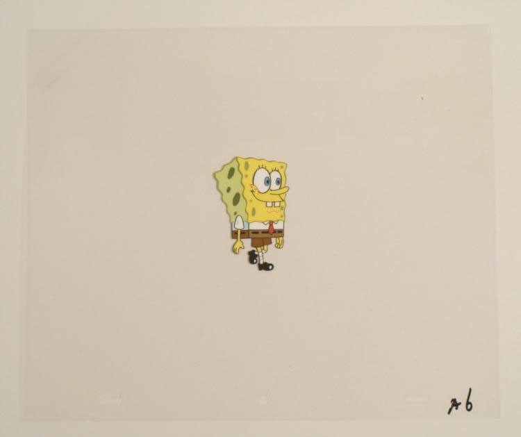 Way Too Happy SpongeBob Art Cel Animation Original: This original animation cel is from the Nickelodeon TV show SpongeBob Squarepants. The story takes place under the deep blue sea in Bikini Bottom, where SpongeBob resides. Sp