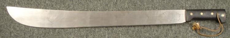 MASSIVE VINTAGE COLOMBIAN MACHETE-27" LONG-MAKER MARKED: MASSIVE VINTAGE COLOMBIAN MACHETE-27" LONG-MAKER MARKED-GOOD CONDITION * + MAKER MARKED "GAVILAN/ WITH EAGLE IN FLIGHT LOGO + DE INCOLMA COLOMBIA-4 RIVET GRIP-NICE MASSIVE MACHETE