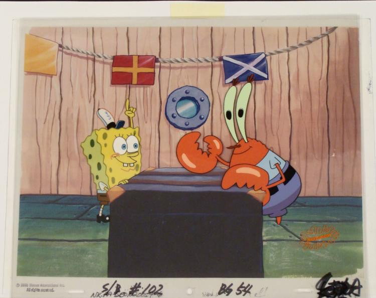 Light Bulb Cel Production Background Spongebob Original: * This animation cel and reproduction background are from the NickelodeonTV show SpongeBob Squarepants. The story takes place under the deepblue sea in Bikini Bottom, where Sponge