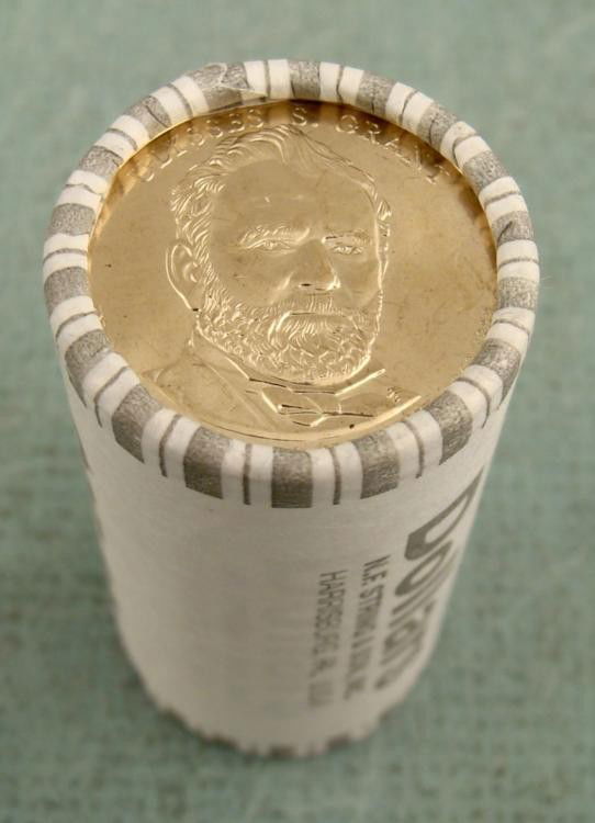 Bank Roll 2011-D Grant Presidential Dollars Gem UNC: Here is one bank wrapped roll of the new 2011-D Ulysses S. Grant Presidential Dollar. The roll contains 25 dollar coins. The coins are mint and uncirculated. * The Lincoln Dollar is the 18th issue in