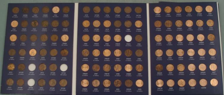 Lincoln Memorial Complete Set 1959-2010 70% Gem UNC: Complete Lincoln Memorial Cent Set * Dates: 1959-2010 (missing 3 coins)Condition: 70% Gem UncirculatedIn Warman's collector's folder