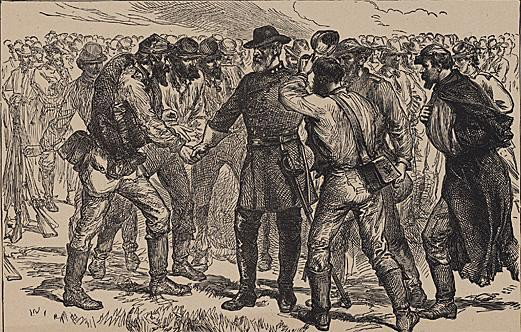 ORIGINAL Antique PRINT scene- GENERAL LEE TAKING LEAVE: ORIGINAL Antique PRINT scene- GENERAL LEE TAKING LEAVE OF HIS SOLDIERS (NOT A REPRODUCTION) that was createdand produced, using a wood cut (Scene carved out of a wood block). One of several that w