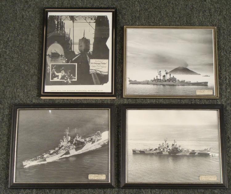 4 WWI & WWII FRAMED BATTLESHIP PHOTOS: 4 WWI & WWII FRAMED BATTLESHIP PHOTOS * 1) USS NEWPORT NEWS 8X10 2)USS PASADENA CL65 GOING HOME 8X10 3)USS FULLER LAUNCH 1918 8X10 4)USS PASADENA SEA PLANE PICK-UP FROM SLED *