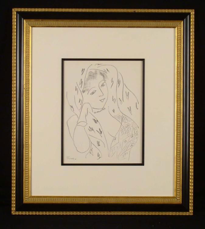 Henri Matisse Original Litho Portrait de Femme Framed: Here is a portrait of a woman done with graceful curves and shapes by the master artist Matisse. * Artist: Henri MatisseSignature: On the stoneTitle:Portrait de FemmeEdition: First state; executed und