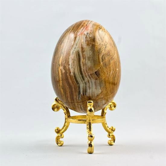 Tiger Eye Stone Egg: Tiger Eye Stone Egg, Dimensions: 2.75in (H) x 1.75in (D), Representing elements of Earth??s geological past, these rich brown and golden patterns show how detailed and perfect Mother Natur