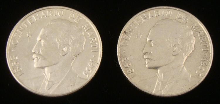 2 UNC Cuban 1953 Silver 25 Centavos Coins: 2 Cuban 1953 Silver 25 Centavos Coins * Condition: Uncirculated