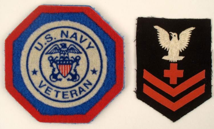 WWII U.S. NAVY RED CROSS INSIGNIA PATCH AND COASTER: THIS IS A WWII U.S. NAVY RED CROSS MEDIC RANK INSIGNIA PATCH & NAVY VETERAN, THICK MAT COASTER. THEY ARE IN NEAR MINT CONDITION. 