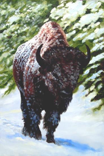 The Snow King by Gary Melvin .Oil 36x24: Gary Robert Melvin b. 1950, Rapid City, SD Gary was born and raised in the Black Hills of South Dakota. He began drawing and painting as a child. In high school he was an active member of the