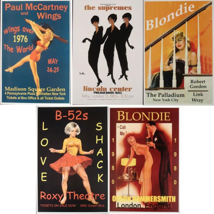 5 Concert Posters Women Blondie Supremes B-52s Wings: These 5 reproductions of original concert posters highlight some incredible women in music history (The McCartney shows featured his wife Linda.) * Condition: Excellent Size: 12" x 18" Posters: The Su