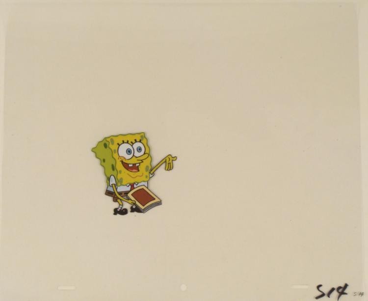 Animation Cel Original Power of Reading Spongebob Art: This original animation cel is from the Nickelodeon TV show SpongeBob Squarepants. The story takes place under the deep blue sea in Bikini Bottom, where SpongeBob resides. Sp