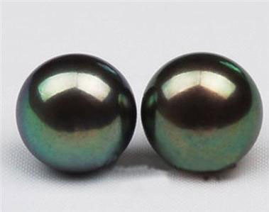 HUGE 11-12mm Tahitian Black Natural Pearl Earrings MWF: HUGE 11-12mm Tahitian Black Natural Pearl Earrings