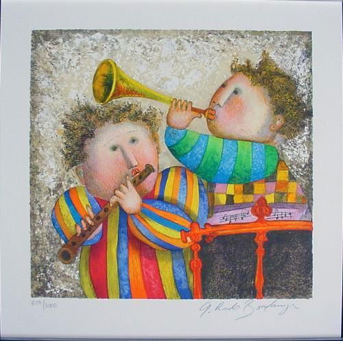MUSIQUE POUR LES YEUX Signed LE Art Print Boulanger: Here is "Musique Pour Les Yeux" — a wonderful signed and numbered limited edition lithograph by the popular artist Garciela Rodo Boulanger: * Color lithograph on Arches * Signed by the artist in