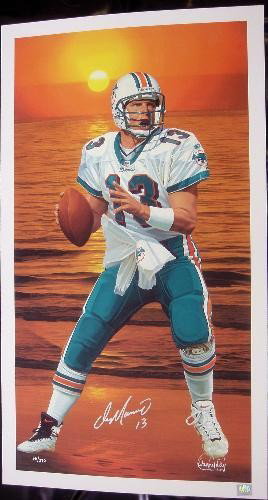 DAN MARINO Dolphins Danny Day Double Signed Art Print: What a wonderful way to celebrate the career of one of the newest members of the elite Pro Football Hall of Fame! This vibrant limited edition giclée is signed by well-known sports artist Danny D