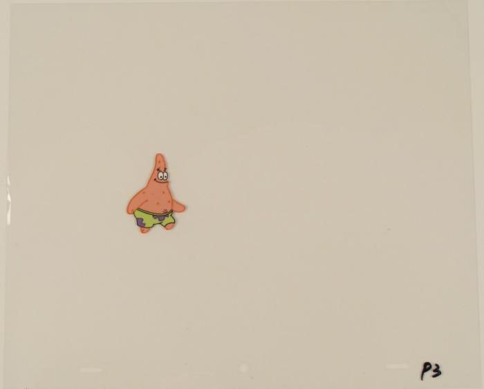 Looking Straight Original Cel SpongeBob Animation Art: This original animation cel is from the Nickelodeon TV show SpongeBob Squarepants. The story takes place under the deep blue sea in Bikini Bottom, where SpongeBob resides. Sp