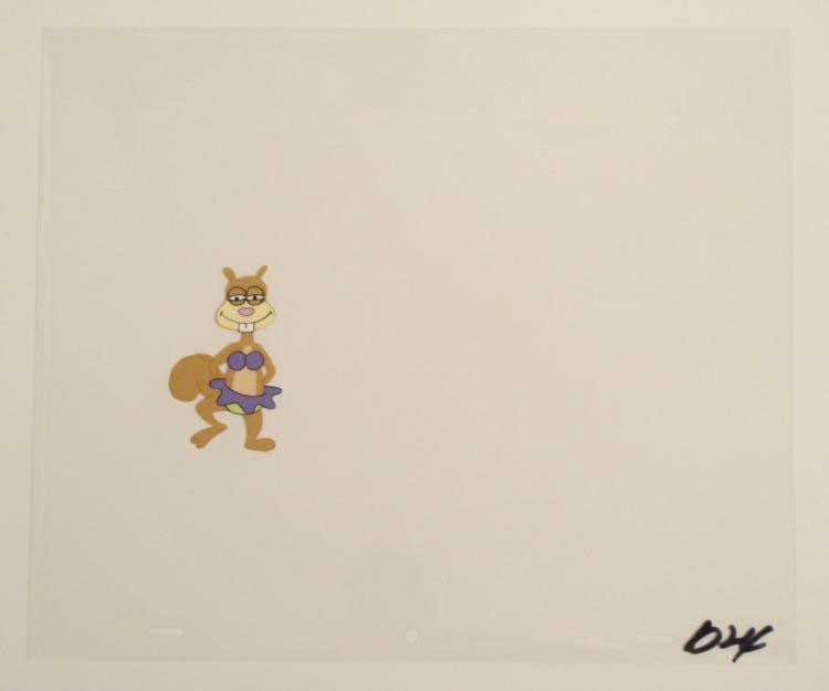 Purple Bikini Sandy Original SpongeBob Cel Production: This original animation cel is from the Nickelodeon TV show SpongeBob Squarepants. The story takes place under the deep blue sea in Bikini Bottom, where SpongeBob resides. Sp