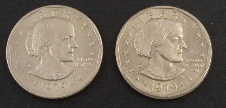 (2) 1979 Susan B. Anthony Filled S & D Error Coins: (2) 1979 Susan B. Anthony dollars * Designation: Error - filled S and D