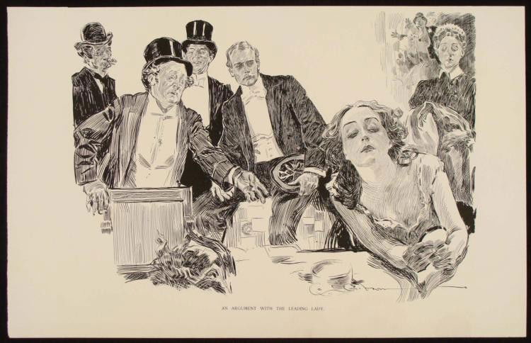 Charles Gibson Girl Orig Book Print 1896 LEADING LADY: This is an original, double-sided print from the antique book Pictures of People by Charles Dana Gibson. The book and this print were published in 1896, and this U.S. edition was limited to 500 copies