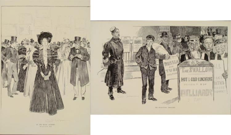 Charles Gibson Girl Orig Book Print 1896 RECRUITING SGT: This is an original, double-sided print from the antique book Pictures of People by Charles Dana Gibson. The book and this print were published in 1896, and this U.S. edition was limited to 500 copies