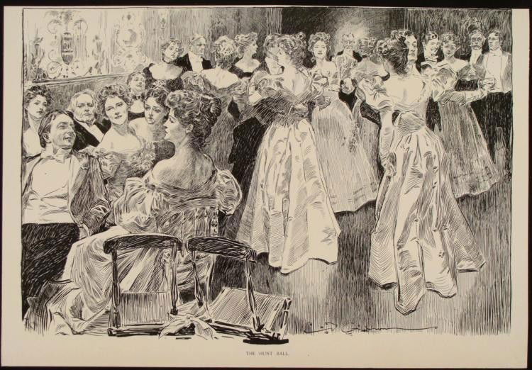Charles Gibson Girl Orig Book Print 1896 HUNT BALL: Here is an original, double-sided print from the antique book Pictures of People by Charles Dana Gibson. The book and this print were published in 1896, and this U.S. edition was limited to 500 copies