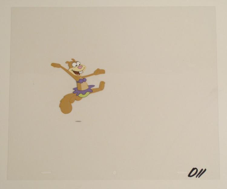 Sandy Original SpongeBob Karate Cel Art Production: This original animation cel is from the Nickelodeon TV show SpongeBob Squarepants. The story takes place under the deep blue sea in Bikini Bottom, where SpongeBob resides. Sp