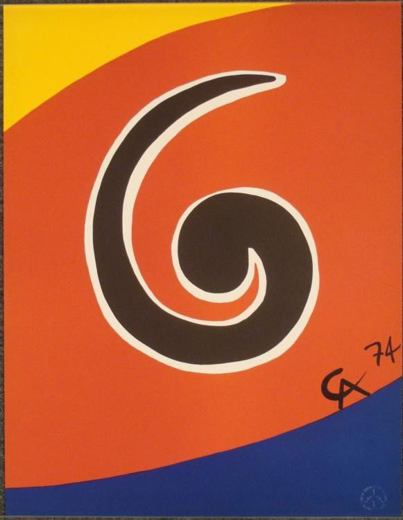 Alexander Calder : Sky Swirl Braniff Airlines Art Print: This bold and colorful print is from Alexander Calder's historic "Flying Colors Collection" produced for Braniff Airlines in 1974. Artist: Alexander Calder Title: Sky Swirl Image Size: 26 x 20 inches.