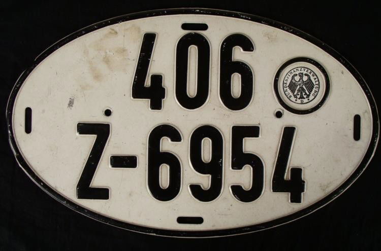 PRE-NAZI GERMAN LICENSE PLATE: PRE-NAZI GERMAN LICENSE PLATE * APPROX 8 1/2" X 14" *