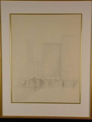 Original 1968 Harold Altman Pen & Ink Drawing Signed: Offered here is an original pen and ink drawing by noted American artist, Harold Altman: Title: "8 Standing Figures" 1968 Pen and ink on paper Signed by the artist in pencil LR Image size: 21 × 2