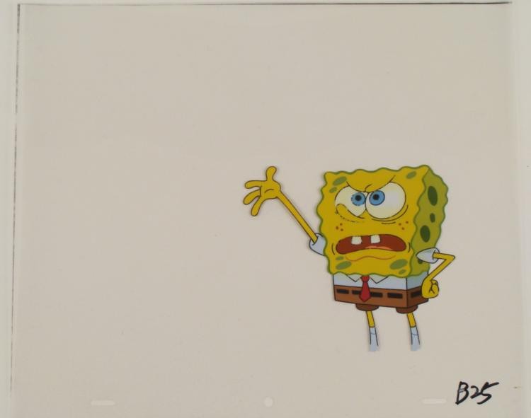 Why Not SpongeBob Original Animation Art Cel Hand: This original animation cel is from the Nickelodeon TV show SpongeBob Squarepants. The story takes place under the deep blue sea in Bikini Bottom, where SpongeBob resides. Sp