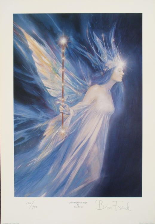 Queen Brighid the Bright Brian Froud Signed Art Print: It's the queen of all the pixies in this glowing, wonderous art print. * Artist: Brian Froud * Signature: In pencil, lower right Title: Queen Brighid the Bright * Medium: Print on paper Edition: Numbe