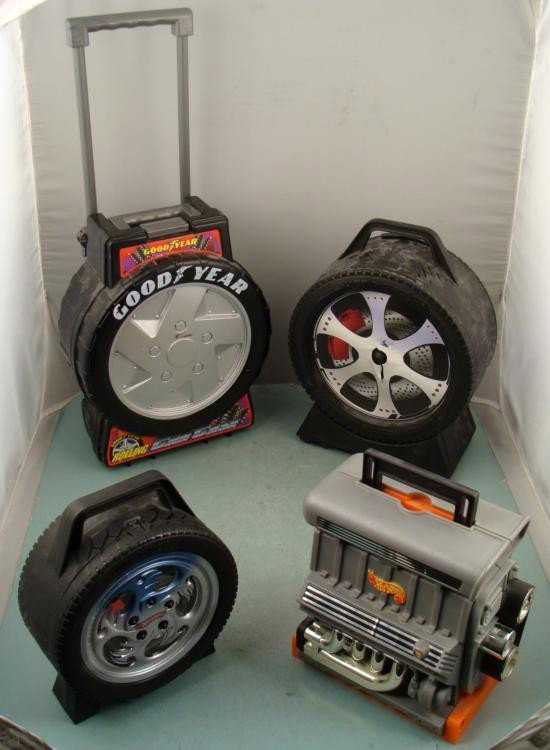 Four Die Cast Cars Carrying Case - Hotwheels Goodyear: Remember how much fun it was to take your Hotwheels or Matchbox cars and race them around the track you created? Now you can! The question is, what do you when your done with them; do you 