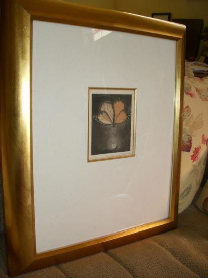 Pinned Drop Mezzotint By G.H. Rothe Framed to 20x23: G. H. Rothe. 1935-2007. Born as the daughter of a master goldsmith, G.H. Rothe grew up at WiedenbrÃ¼ck a small town in the heart of Germany. Her first training was of a technical kind co